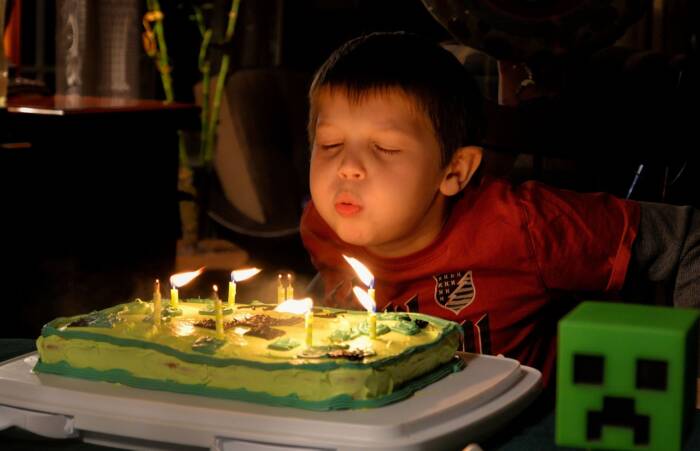 Soplando velas de cumpleaños
