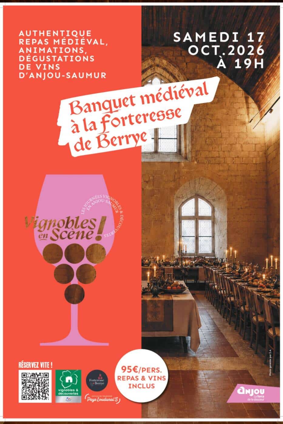 Flyer : 95€ par personne pour le repas et le vin inclus à partir de 19h